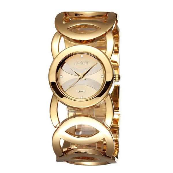 Montre femme avec bracelet en alliage et strass, mouvement à quartz japonais
