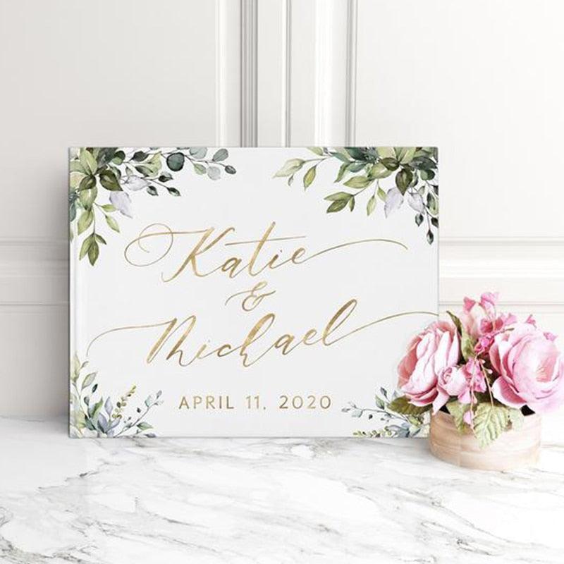 Alternatives Livre d'Or de Mariage Fleur Personnalisé Livre d'Or Blanc Album de Mariage Livre d'Or Personnalisé Aspect Bois Imprimable Album Scrapbook de Famille Cadeau Anniversaire de Mariage pour Couple