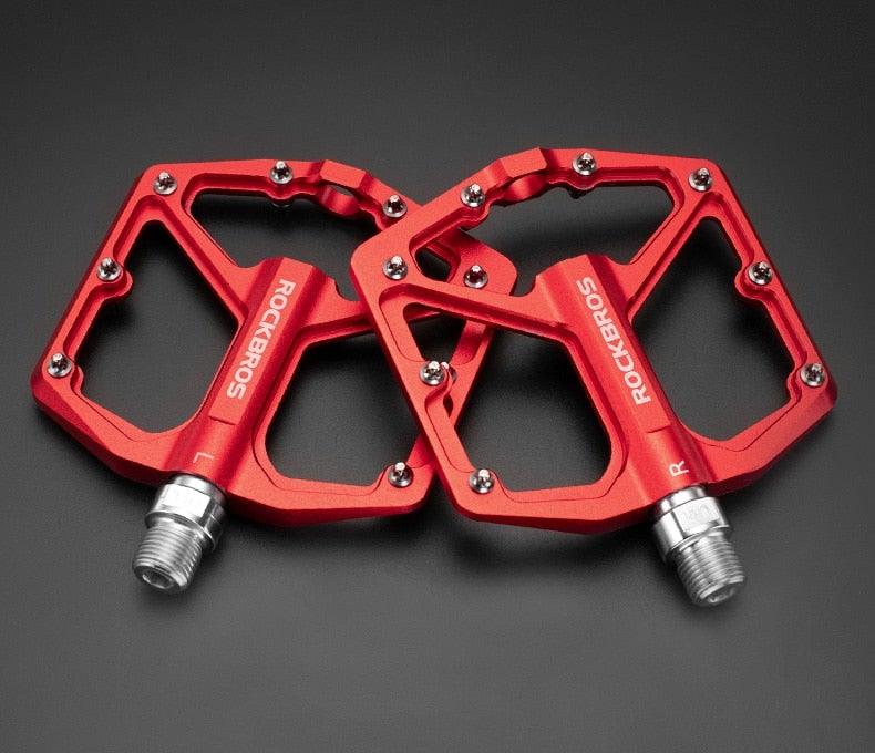 Pédales de vélo en alliage d'aluminium, route, antidérapantes, ultralégères, avec roulements scellés, moulage monobloc, anti-oxydation, pour VTT, plates, en fibre de nylon, pour route et VTT