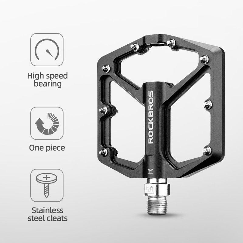 Pédales de vélo en alliage d'aluminium, route, antidérapantes, ultralégères, avec roulements scellés, moulage monobloc, anti-oxydation, pour VTT, plates, en fibre de nylon, pour route et VTT
