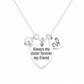 Always My Sister, Forever My Friend Necklace – Personalized Initial & Birthstone Gift