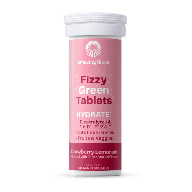 Amazing Grass Super Aliments Verts Hydrate Fraise Limonade 10 Comprimés - Lot de 3