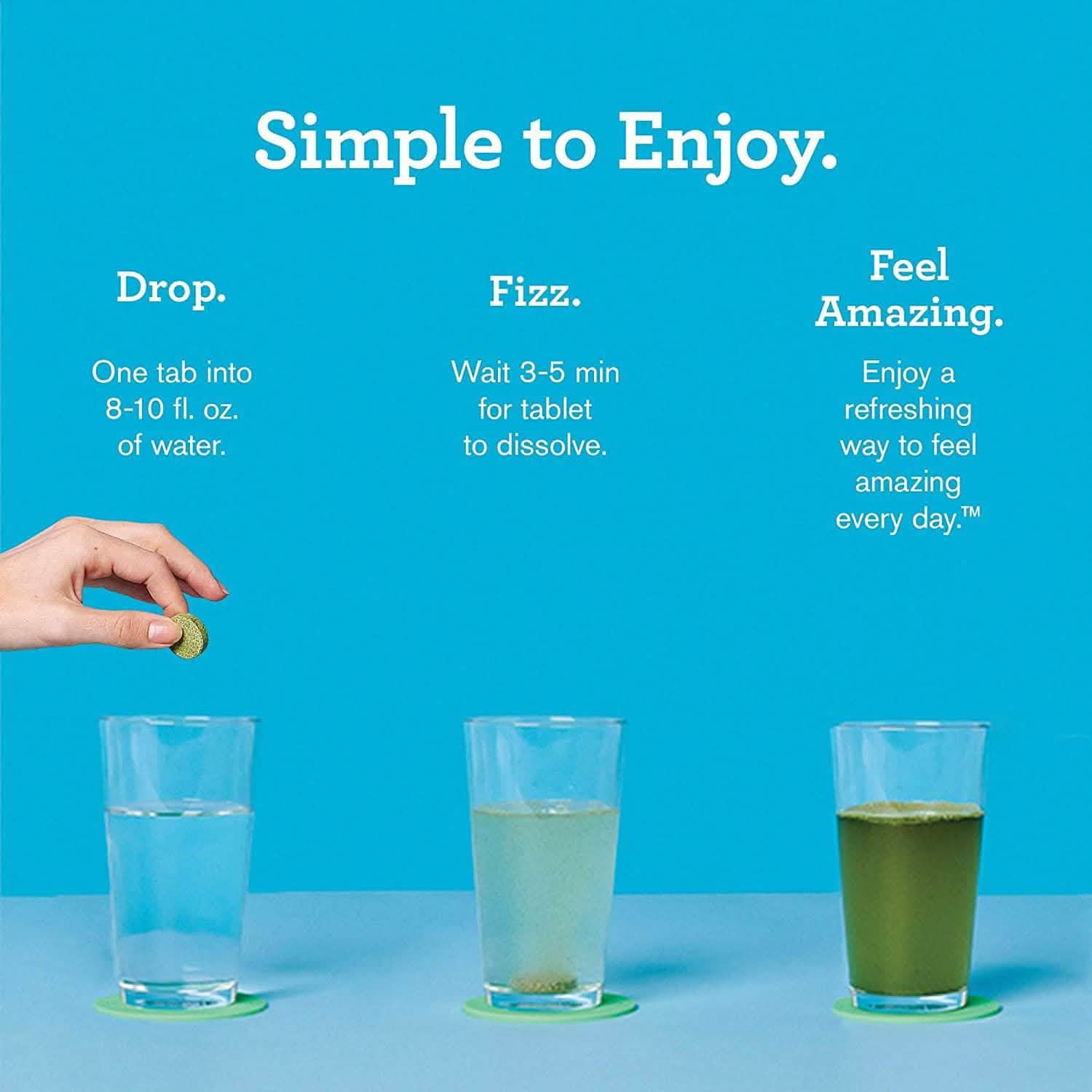 Comprimé Effervescent Étonnant Goût Herbacé Super Aliment Vert pour Boisson avec Antioxydants et Légumes Verts Alcalinisants
