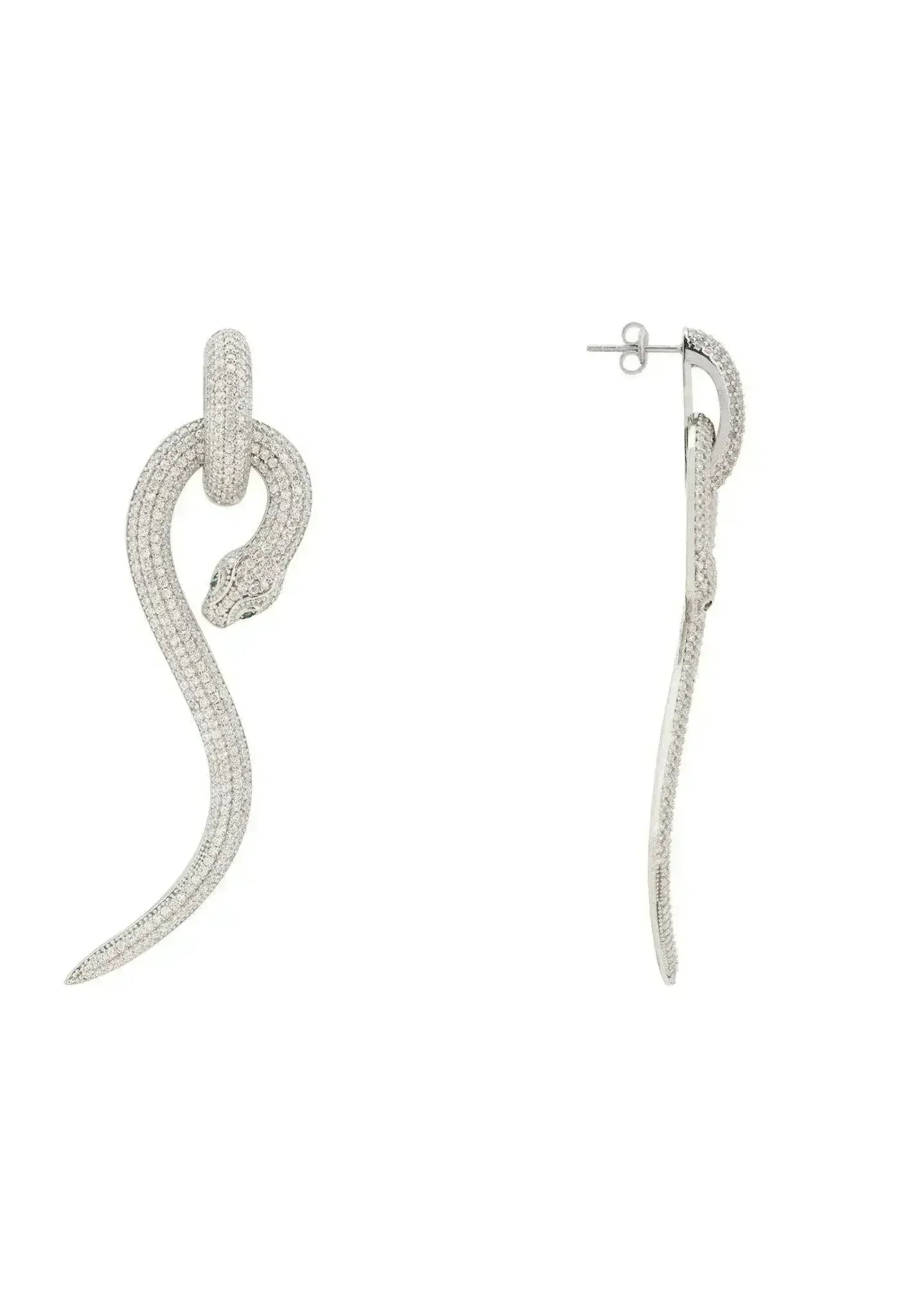 Boucles d'oreilles pendantes serpent anaconda | Bijoux animaux en argent sterling - Femstylo