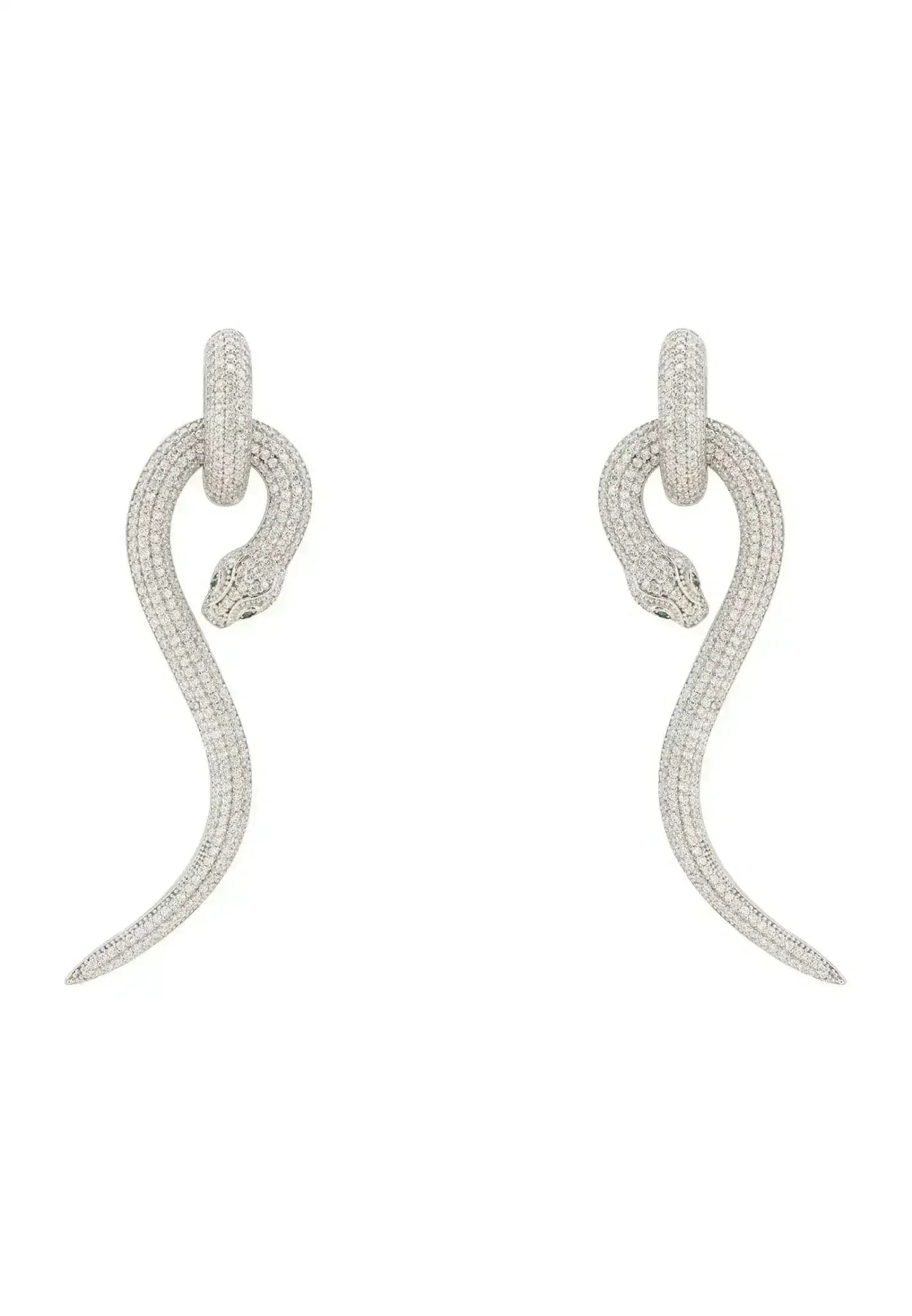 Boucles d'oreilles pendantes serpent anaconda | Bijoux animaux en argent sterling - Femstylo