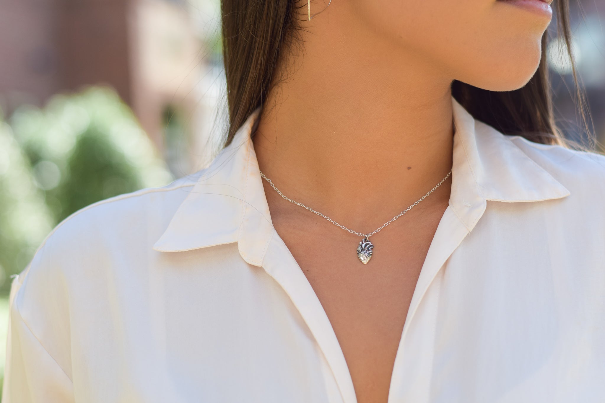 Sterling Silver Anatomical Heart Necklace – Realistic Heart Charm for Medical Professionals & Students