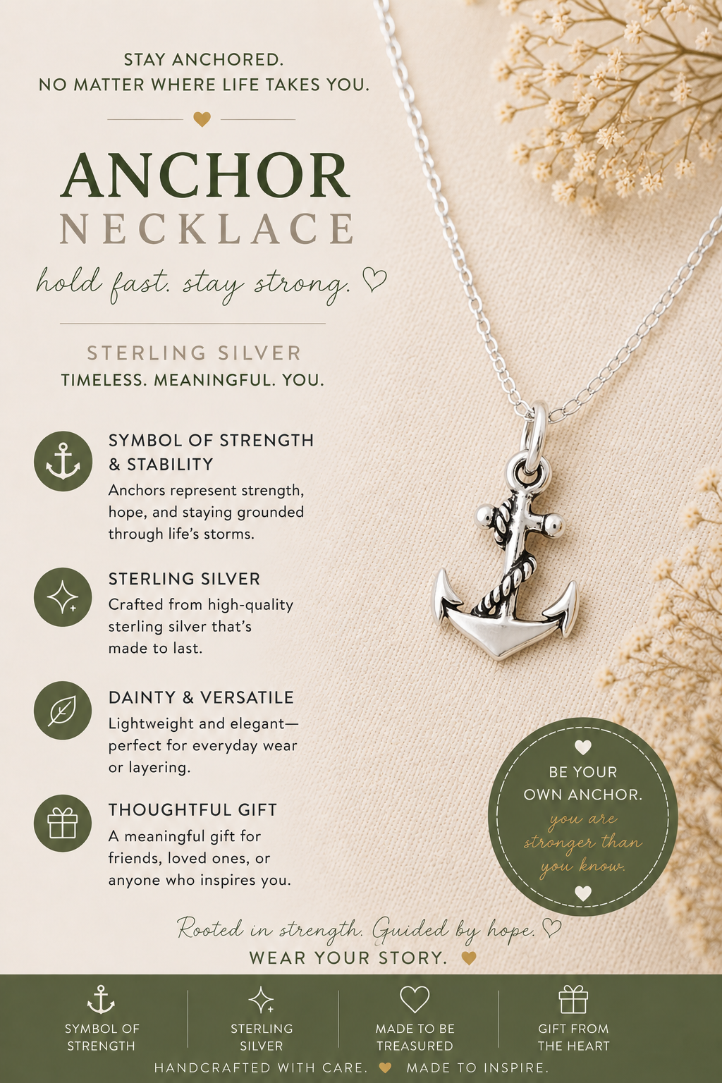 Collier Ancre - Argent Sterling - Collier d'Amitié - Cadeau pour Elle