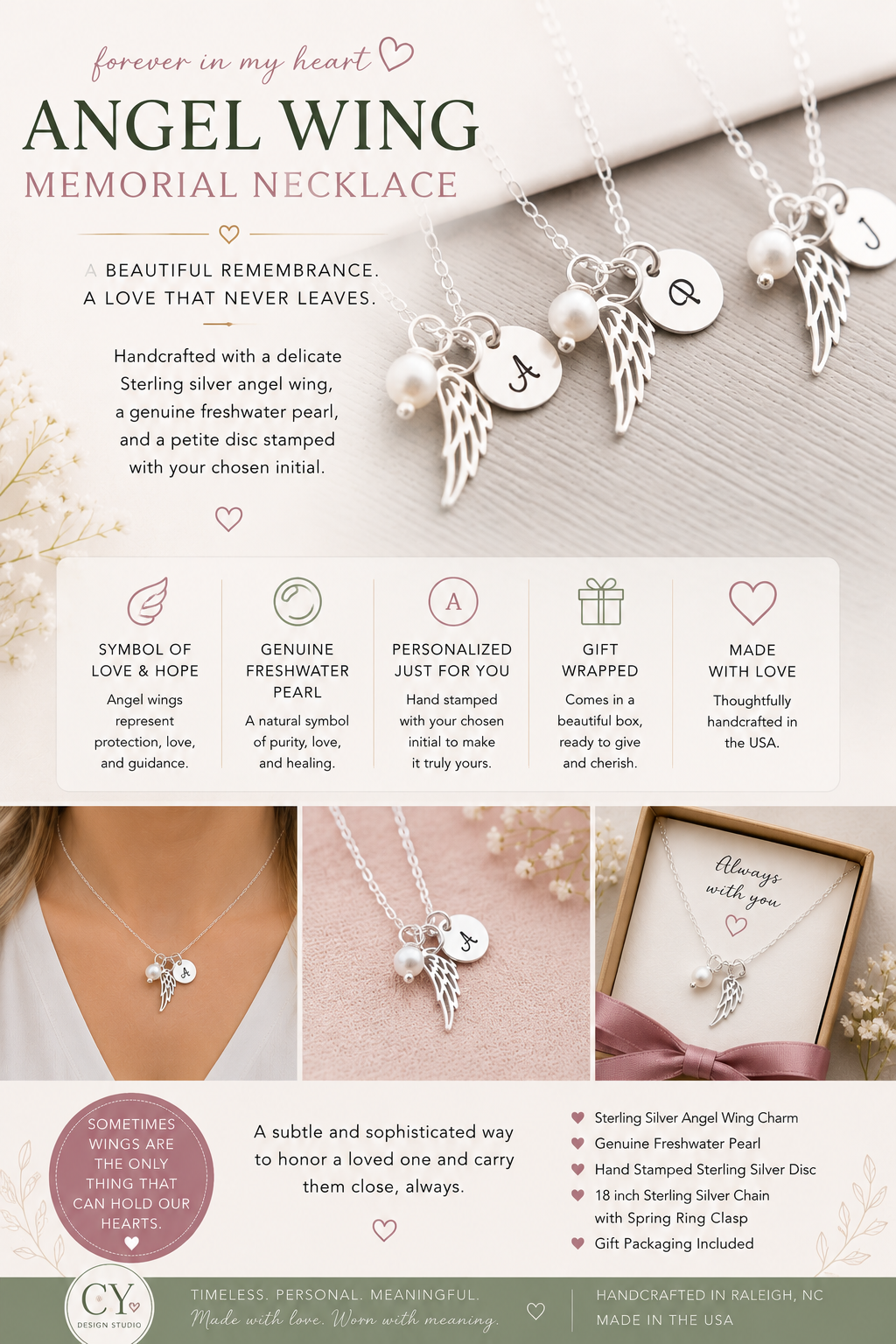 Collier Aile d'Ange Personnalisé en Argent Sterling