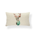 Housse de coussin rectangulaire imprimée en lin pour animaux, mignonne éléphant, taie d'oreiller décorative, géométrie végétale, cerf, flamant rose, fleurs, pour la maison, 30X50