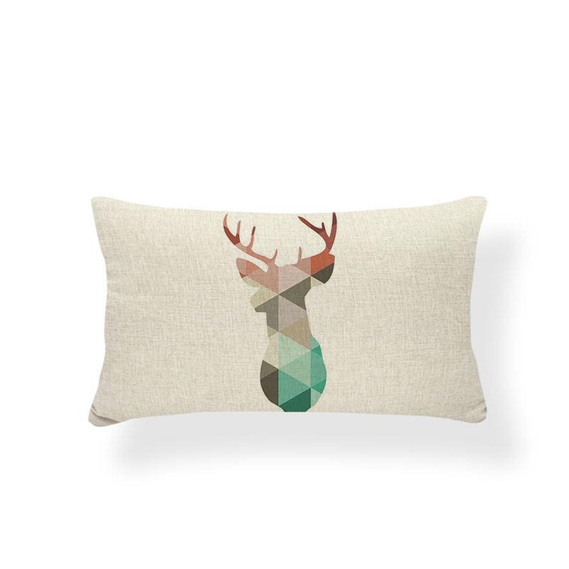 Housse de coussin rectangulaire imprimée en lin pour animaux, mignonne éléphant, taie d'oreiller décorative, géométrie végétale, cerf, flamant rose, fleurs, pour la maison, 30X50