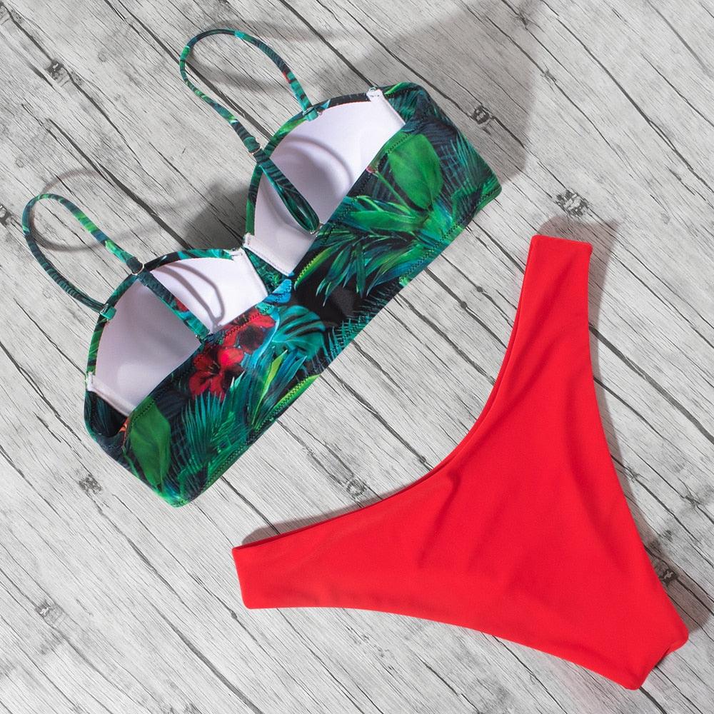 Maillot de bain bikini léopard imprimé animal push-up pour femmes, ensemble bikini, maillot de bain bandeau de plage, maillot de bain pour femmes, ensembles bikini deux pièces décontractés à imprimé léopard, taille haute, triangle