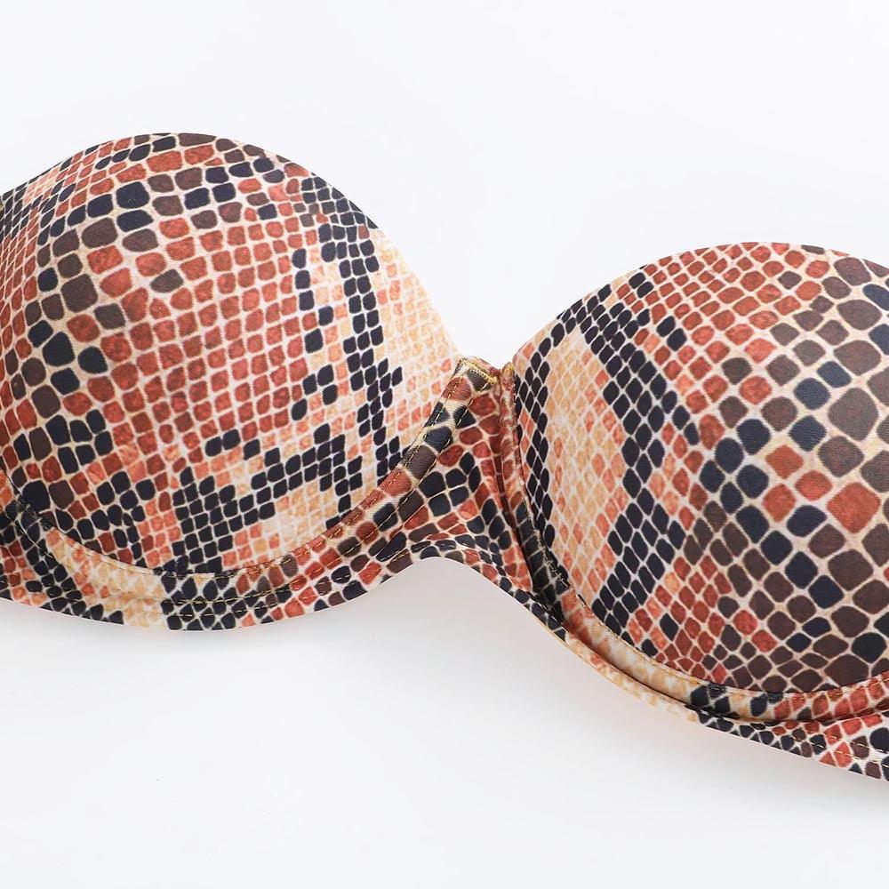 Maillot de bain bikini léopard imprimé animal push-up pour femmes, ensemble bikini, maillot de bain bandeau de plage, maillot de bain pour femmes, ensembles bikini deux pièces décontractés à imprimé léopard, taille haute, triangle