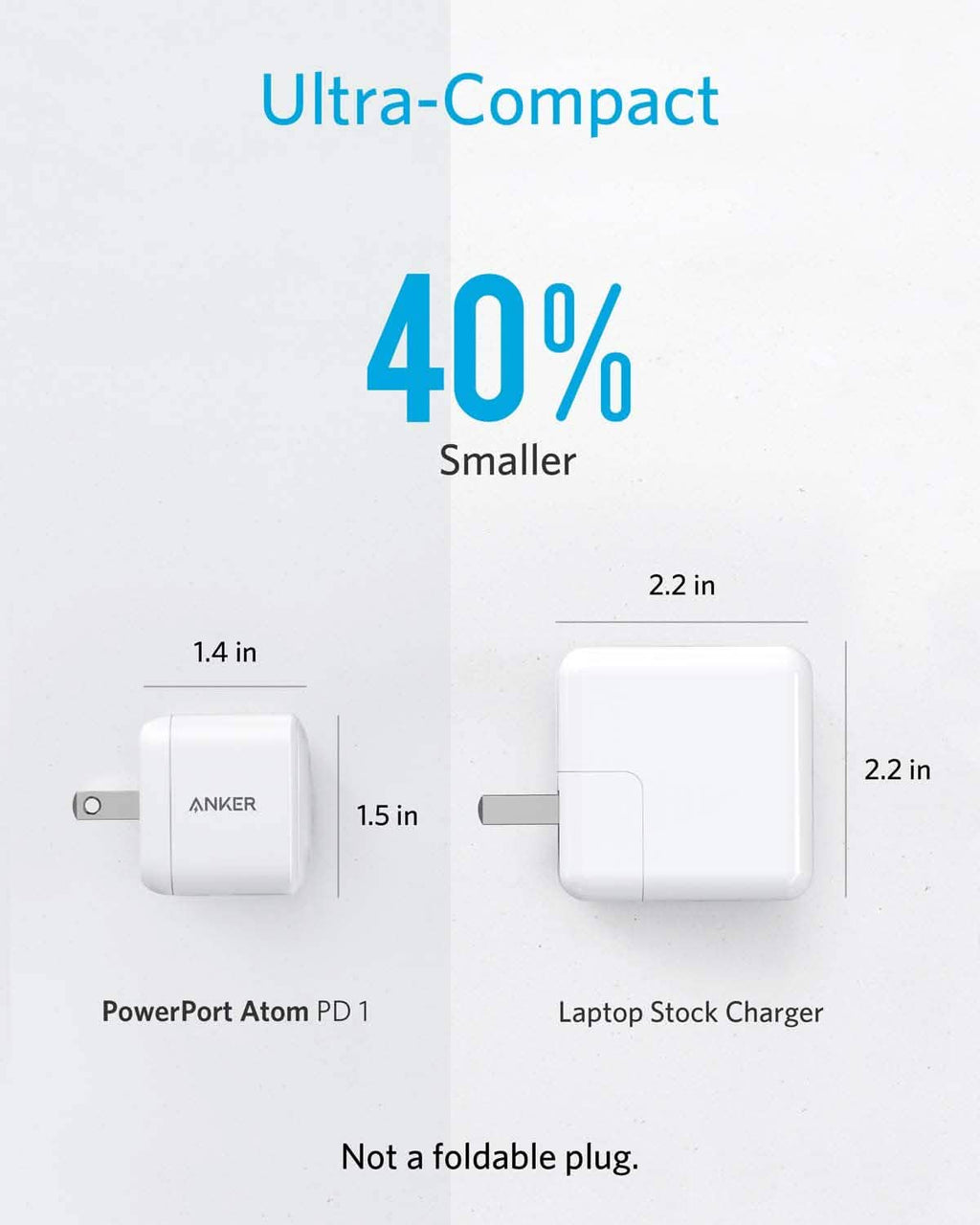 Chargeur mural USB-C compact 30 W Anker avec Power Delivery, PowerPort Atom (reconditionné)