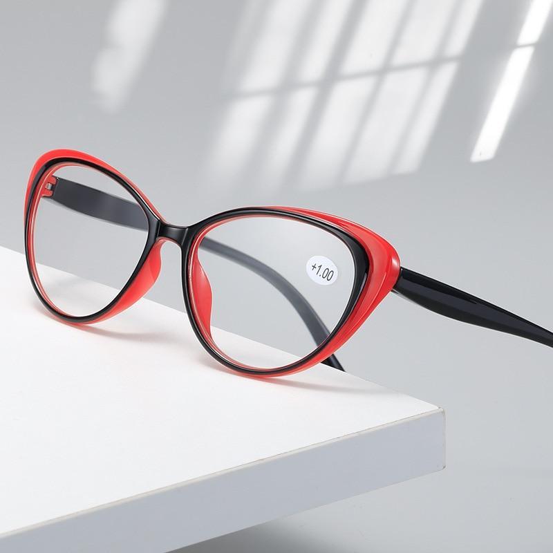 Lunettes œil de chat de luxe rouges et noires à la mode, avec verres traités anti-lumière bleue, pour femmes (lecture) et hommes (ordinateur), bloquant la lumière bleue.