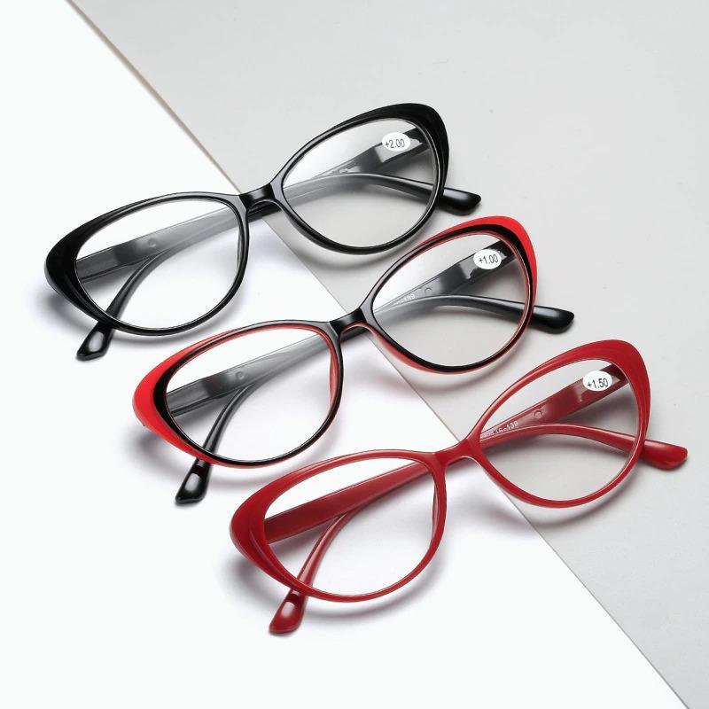 Lunettes œil de chat de luxe rouges et noires à la mode, avec verres traités anti-lumière bleue, pour femmes (lecture) et hommes (ordinateur), bloquant la lumière bleue.