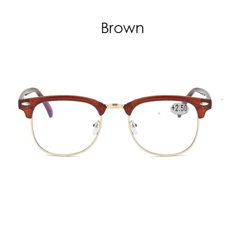 Lunettes de lecture demi-cerclées anti-lumière bleue pour femmes et hommes, anti-fatigue oculaire, style classique rétro, nouvelles lunettes de vue au design simple et moderne. Lunettes de soleil de tous les jours pour hommes.