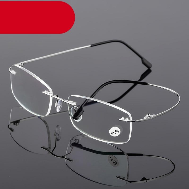 Lunettes de Lecture Anti-Lumière Bleue Style Ultraléger en Titane à Mémoire de Forme Sans Monture Pour Hommes & Femmes Lunettes Presbytes Pour Usage Quotidien Nouveau Style Attrayant