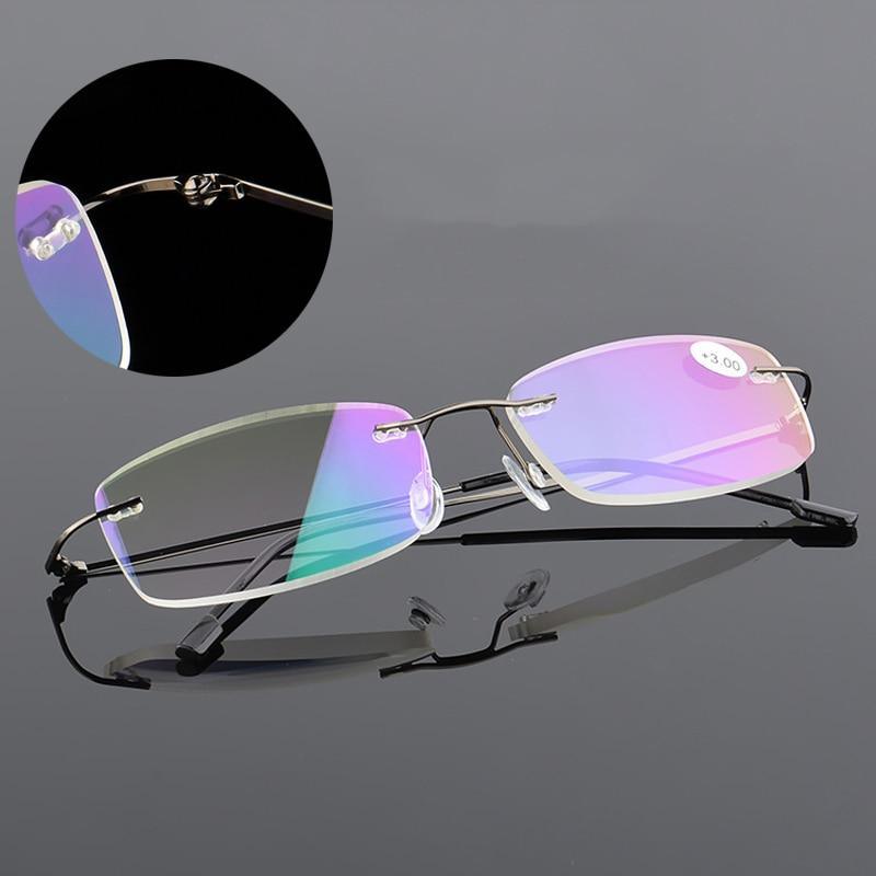 Lunettes de Lecture Anti-Lumière Bleue Style Ultraléger en Titane à Mémoire de Forme Sans Monture Pour Hommes & Femmes Lunettes Presbytes Pour Usage Quotidien Nouveau Style Attrayant