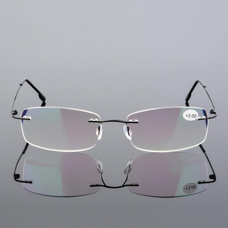 Lunettes de Lecture Anti-Lumière Bleue Style Ultraléger en Titane à Mémoire de Forme Sans Monture Pour Hommes & Femmes Lunettes Presbytes Pour Usage Quotidien Nouveau Style Attrayant