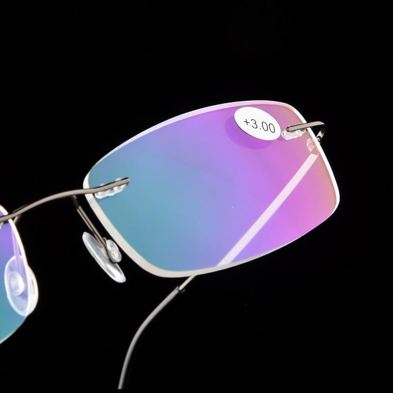 Lunettes de Lecture Anti-Lumière Bleue Style Ultraléger en Titane à Mémoire de Forme Sans Monture Pour Hommes & Femmes Lunettes Presbytes Pour Usage Quotidien Nouveau Style Attrayant