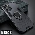 Coque antichoc pour iPhone 11 12 13 14 Pro XR Xs Max X 8 7 6 Plus 5S, étui armure magnétique pour iPhone, coque arrière pare-chocs avec support de bague et béquille intégrée, protection à 360 degrés