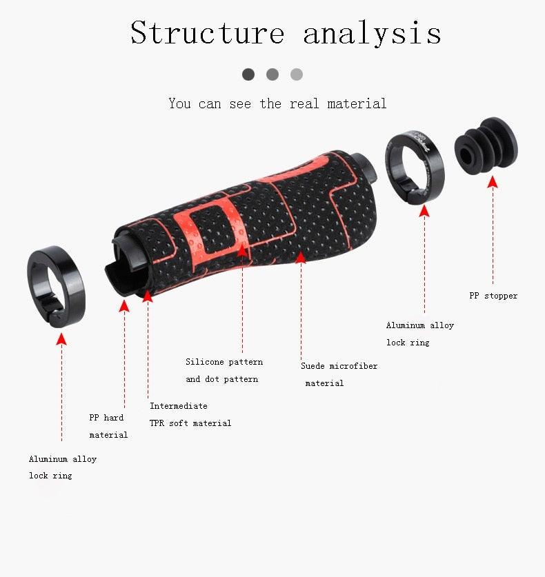 Poignées de vélo antidérapantes Poignées de guidon pour vélo Nouvelle génération de poignées de guidon avec inserts en gel souple Résistance aux chocs Ergonomie Confort