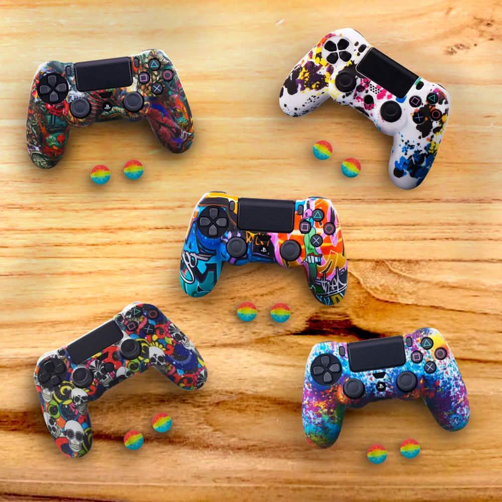 Kit de housse en silicone antidérapante et de protège-pouces pour PS4