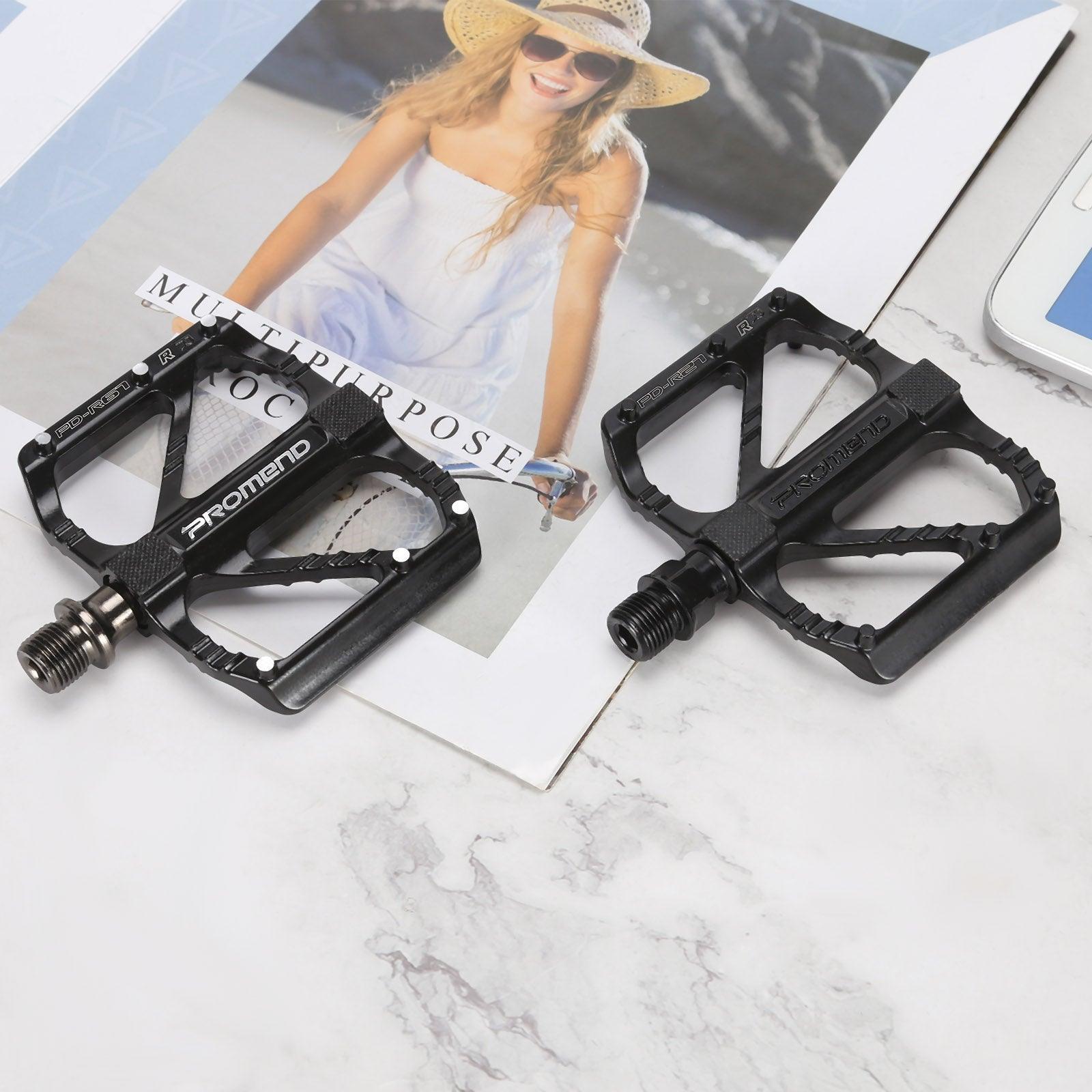 Pédale de vélo antidérapante ultralégère, pédale à dégagement rapide, pédale plate à 3 roulements pour accessoires de VTT et de route, pédales de VTT à 3 roulements, pédales de vélo plates en alliage, pédales plates en alliage antidérapantes