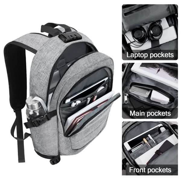 Sac à dos classique antivol étanche avec port de chargement USB et interface casque