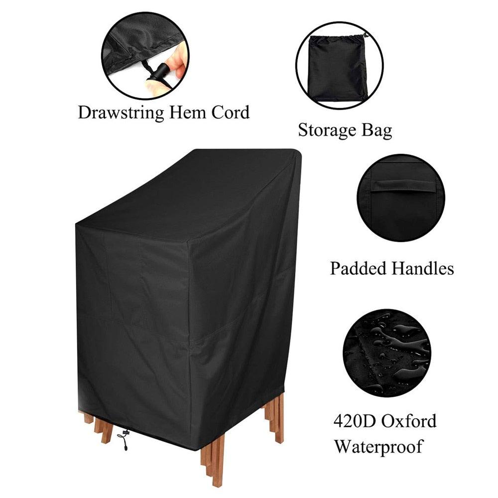 Housse de meuble anti-UV, anti-neige, anti-vent, indéchirable, anti-décoloration, housse de protection pour chaise de jardin extérieur, imperméable et anti-poussière, housse de siège pour chaise.