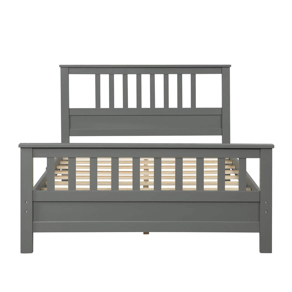 Anysun Lit Plateforme en Bois Massif de Taille Standard avec Tête de Lit pour Enfants