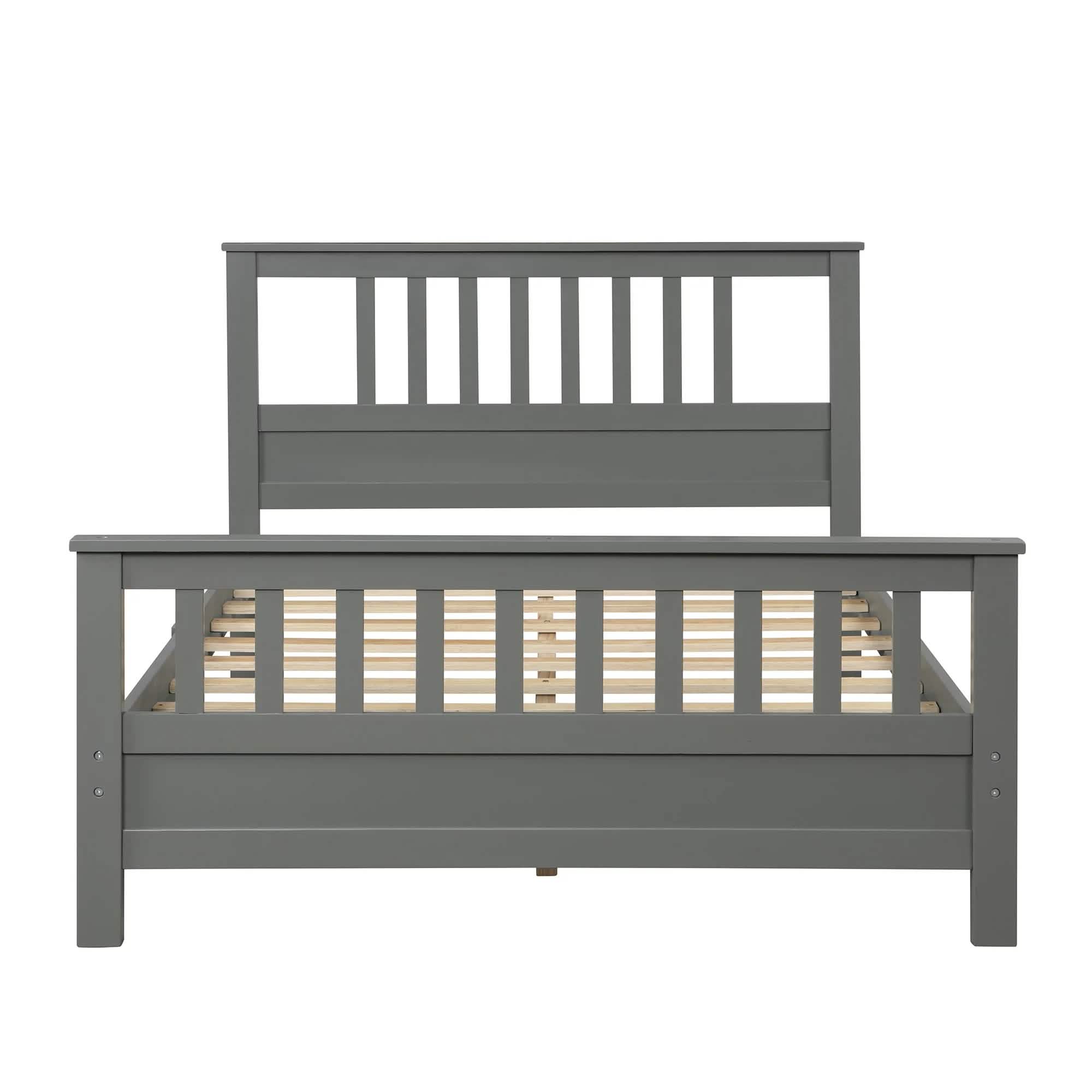 Anysun Lit Plateforme en Bois Massif de Taille Standard avec Tête de Lit pour Enfants