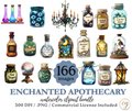 Enchanted Apothecary Watercolor Clipart Bundle – 166 PNGs, 300 DPI, Commercial License