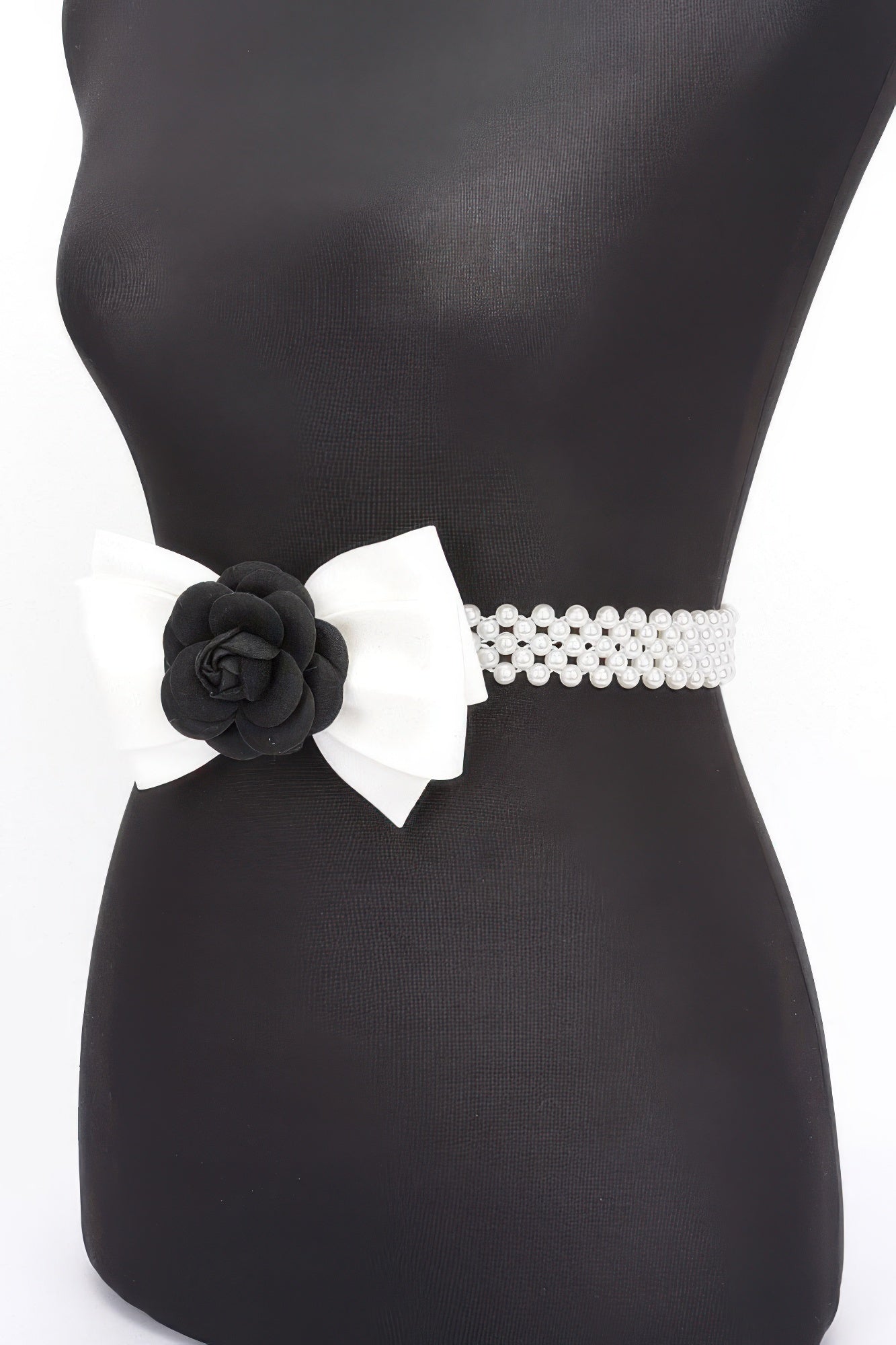 Ceinture extensible fleur ruban fausse perle