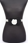 Ceinture extensible fleur ruban fausse perle