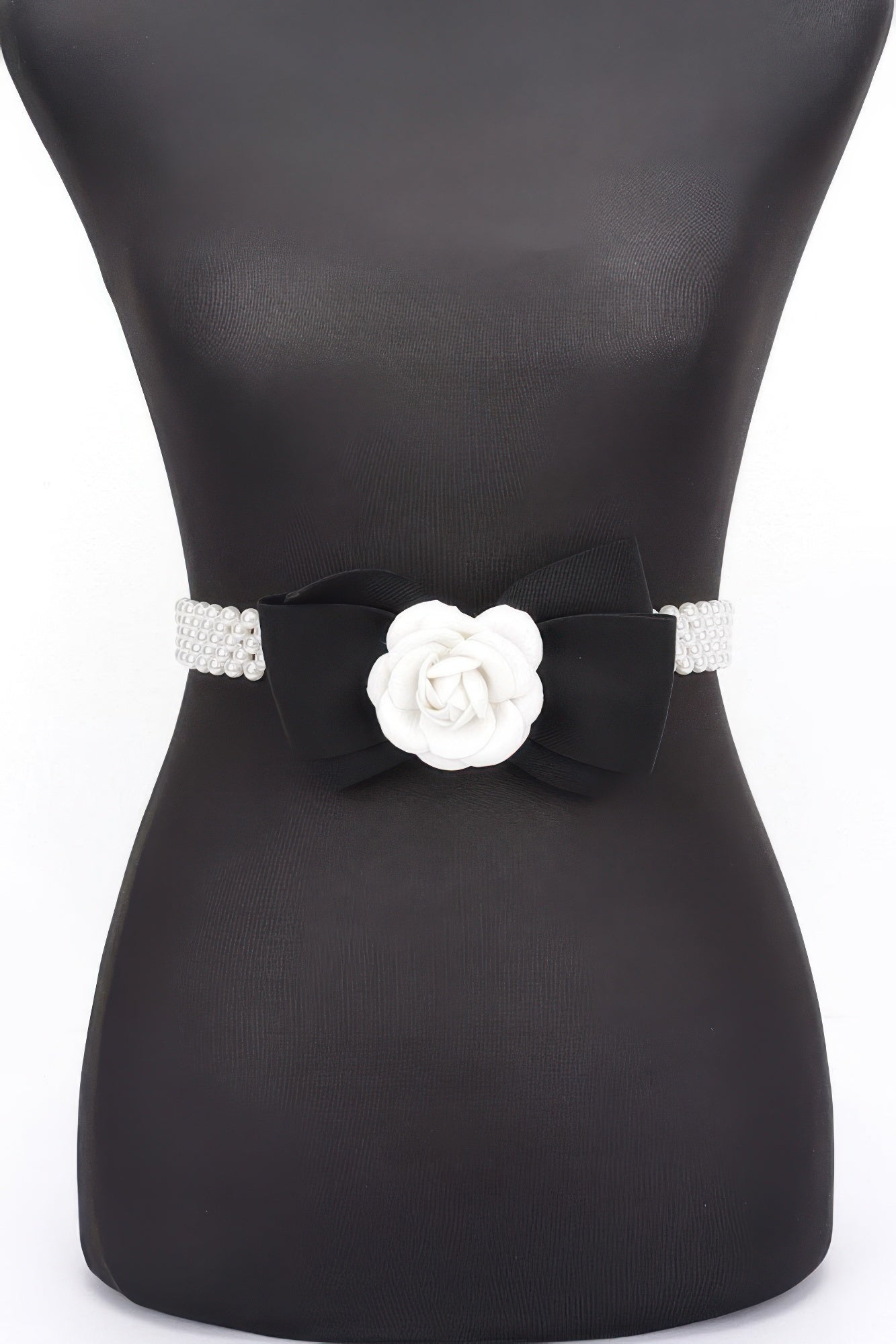 Ceinture extensible fleur ruban fausse perle
