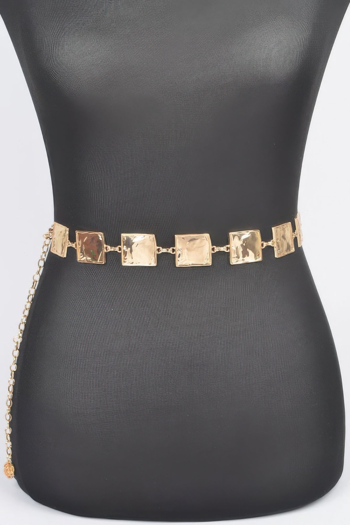 Ceinture en chaîne carrée en métal martelé