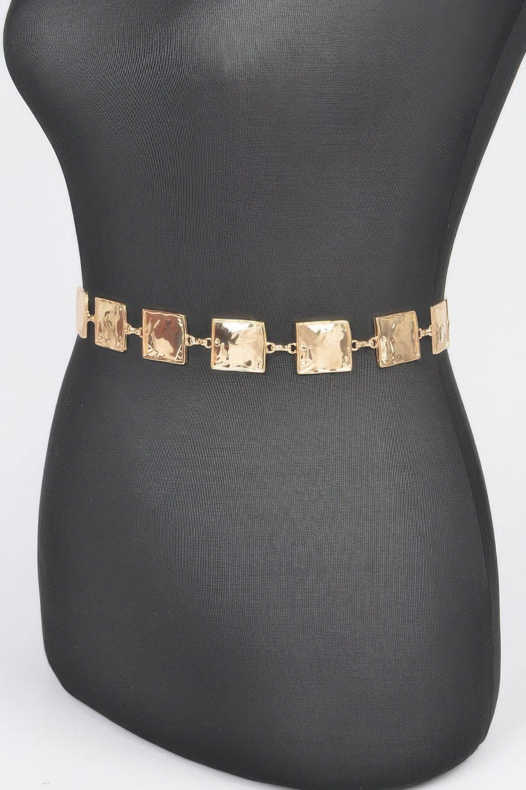 Ceinture en chaîne carrée en métal martelé