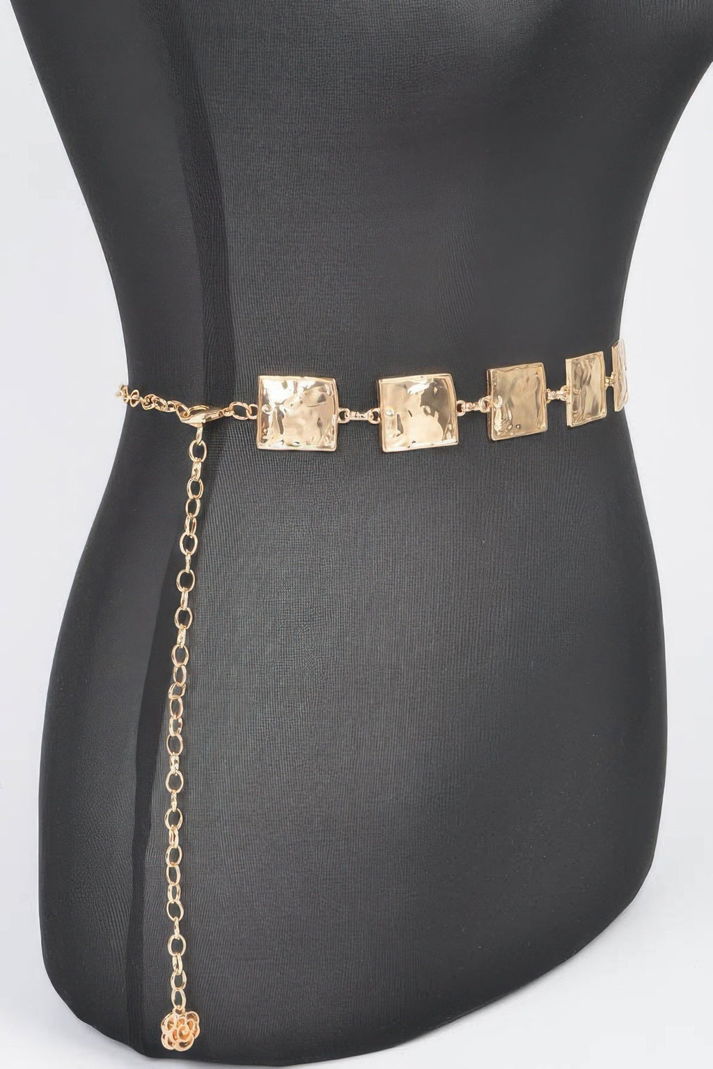 Ceinture en chaîne carrée en métal martelé