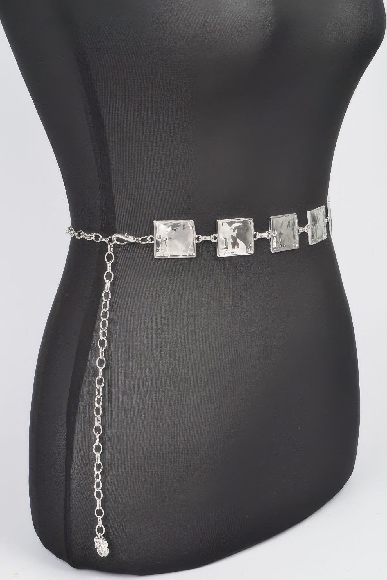 Ceinture en chaîne carrée en métal martelé