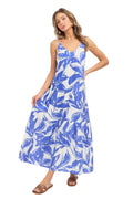 Robe longue d'été à fleurs bleues