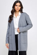 Gilet long ouvert basique gris doux