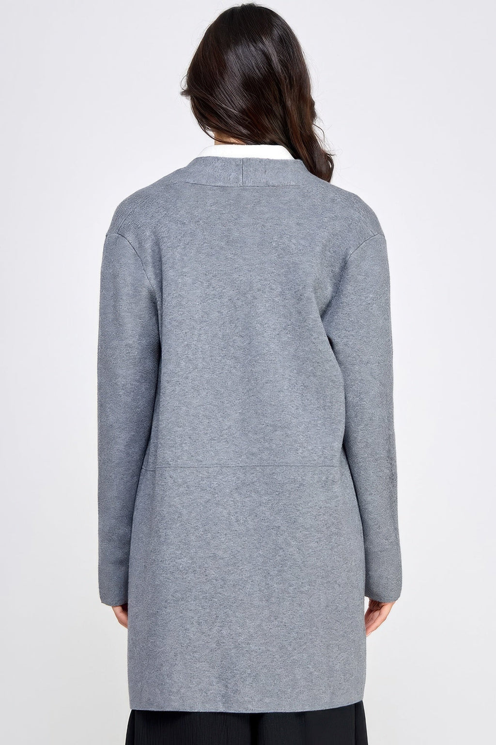 Gilet long ouvert basique gris doux