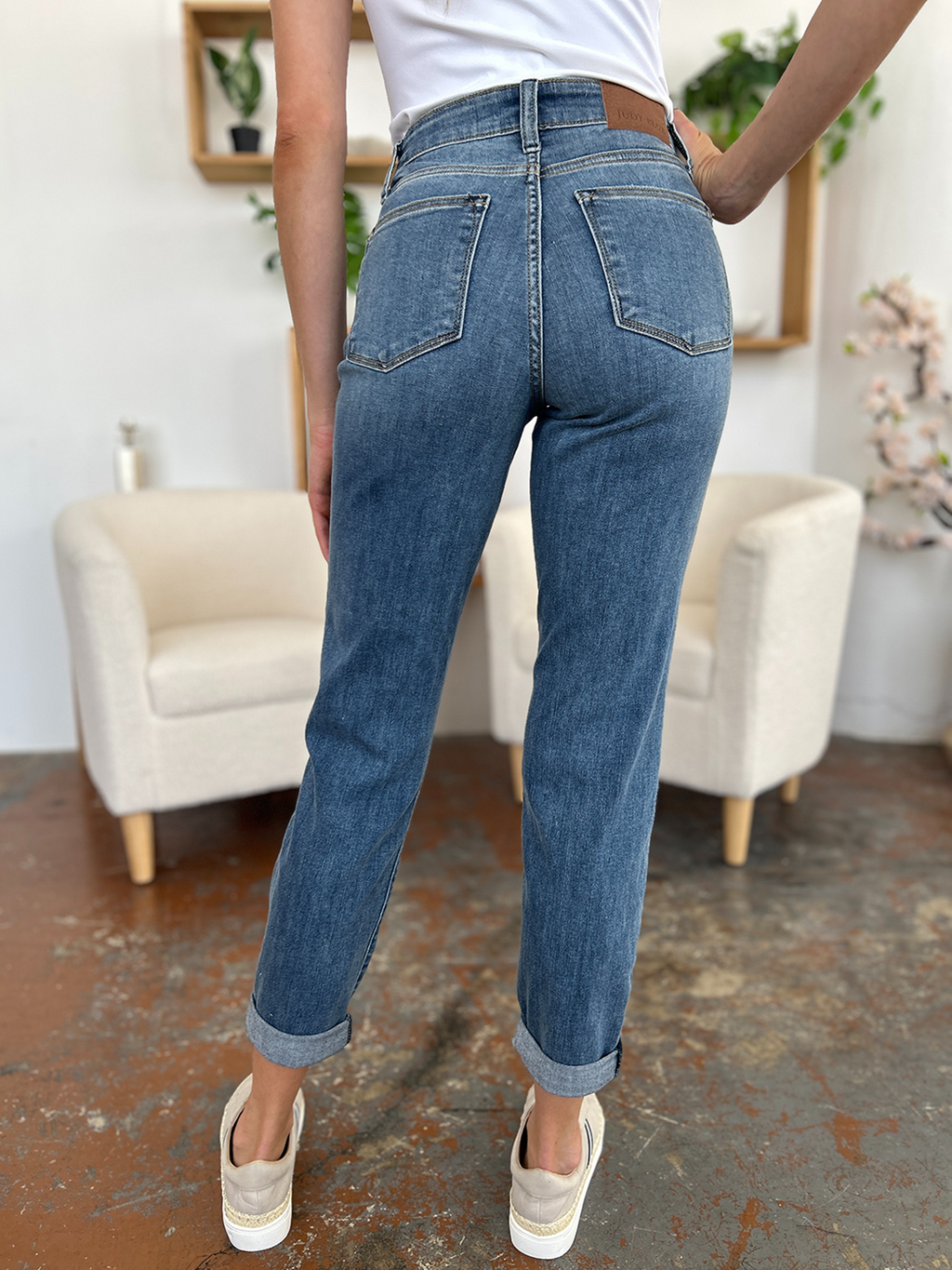 Judy Blue Size 3 and 5 Cuffed Hem Slim Jeans