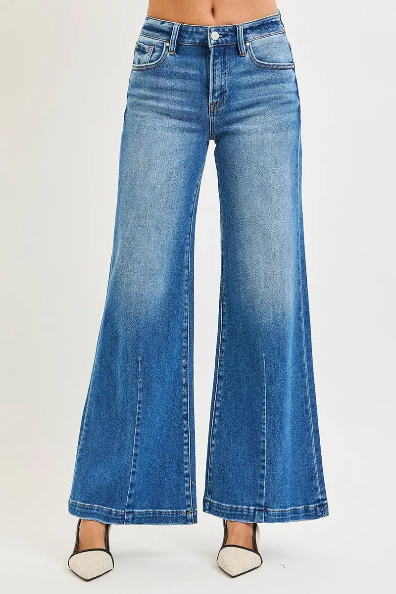 Jeans Bleus Femme Coupe Évasée Taille Mi-Haute Du S au 3XL