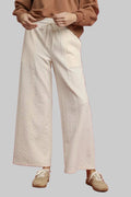 Pantalon large texturé en maille torsadée blanc cassé