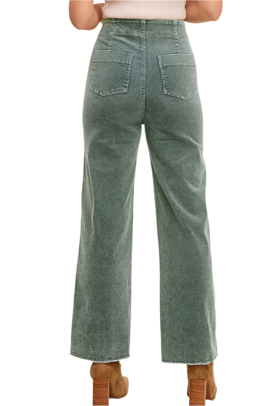 Pantalon en velours côtelé lavé aux minéraux Candice, taille S, marron