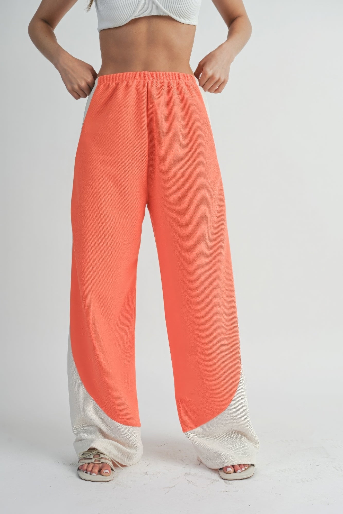 Pantalon large bicolore