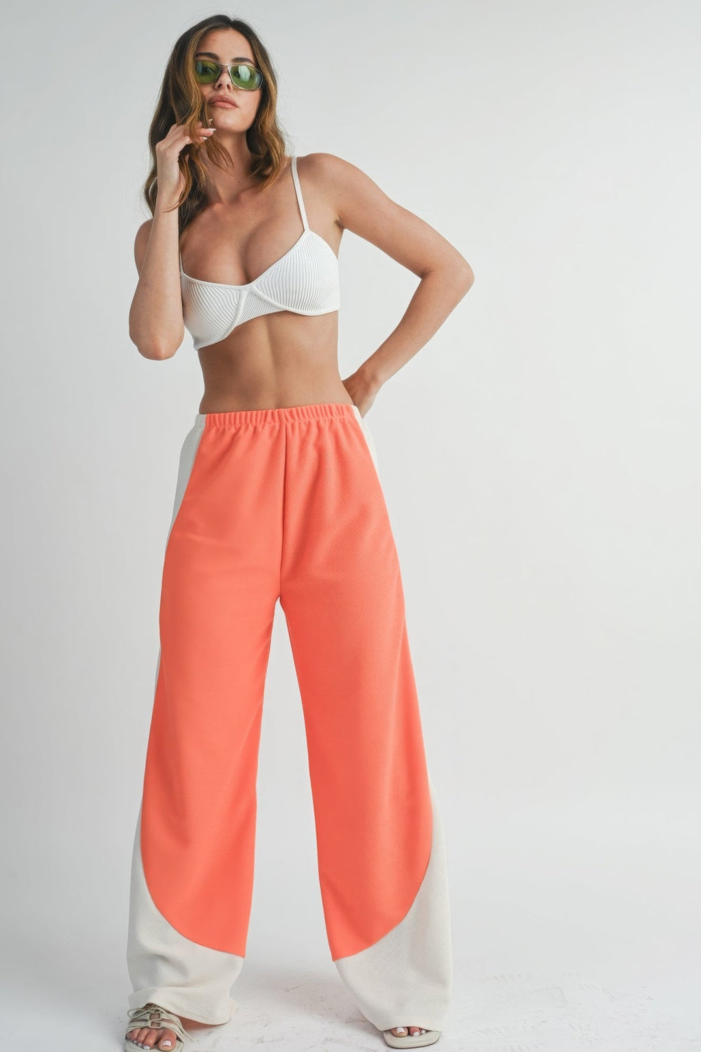 Pantalon large bicolore