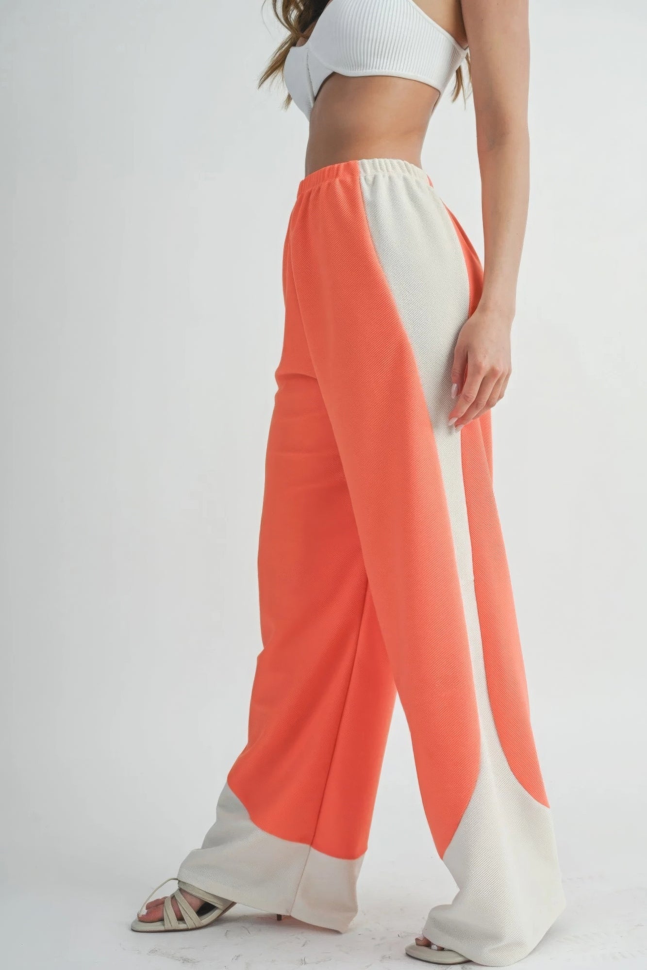 Pantalon large bicolore